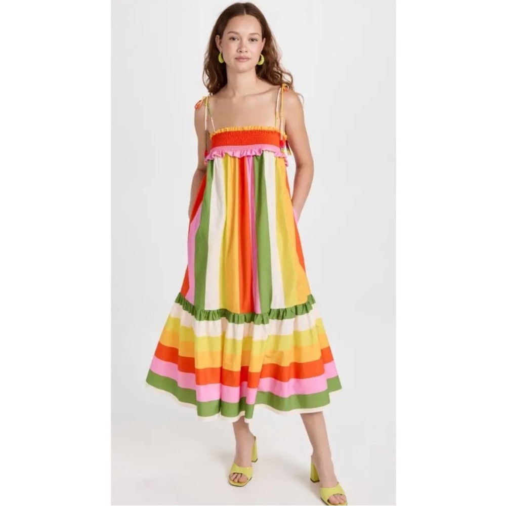 Farm Rio Neon Floral Red Maxi Dress💛